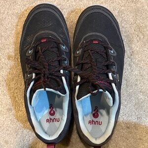 Ahnu Black Hiking Sneakers with Red Accents-Size 8.5